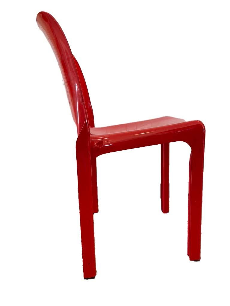 Plastic Set of 10 Vico Magistretti Designed Selene Stacking Chairs for Artemide in Red