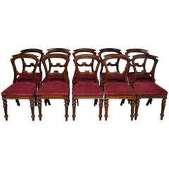 Set of 10 Victorian Antique Mahogany Dining Chairs