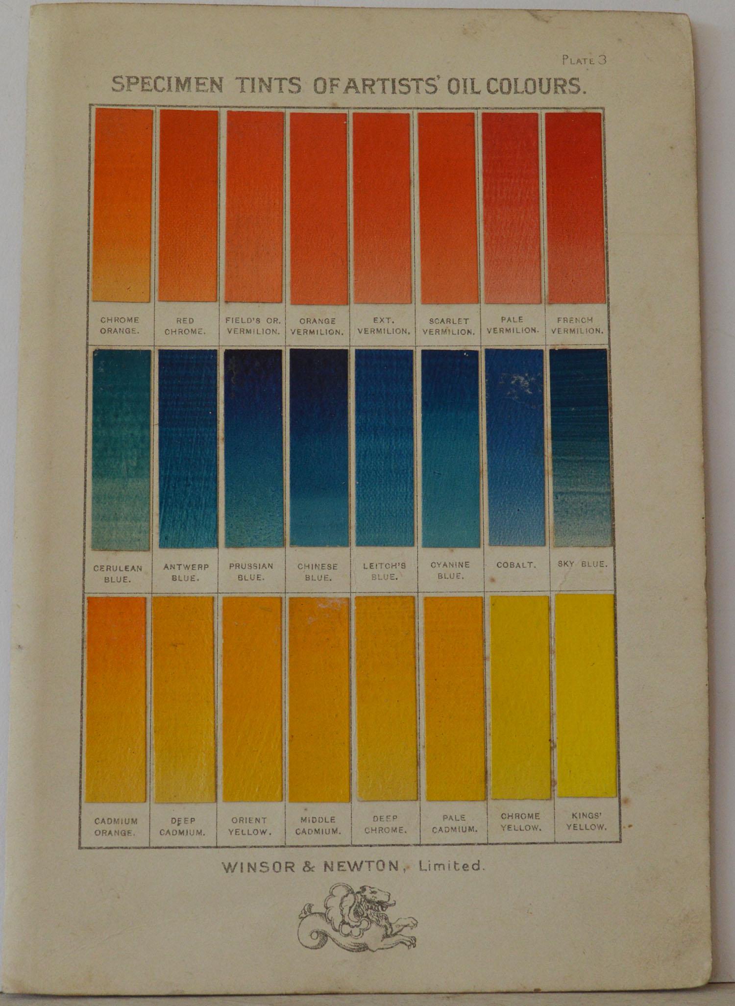 Other Set of 12 Vintage Artists Oil Color Charts, circa 1900
