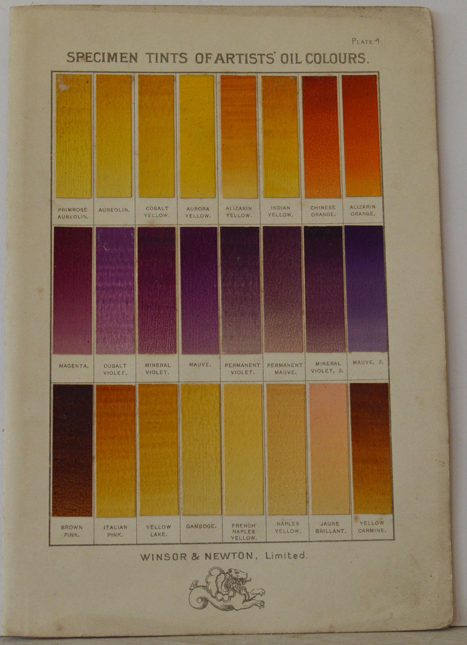 Set of 12 Vintage Artists Oil Color Charts, circa 1900 In Good Condition In St Annes, Lancashire