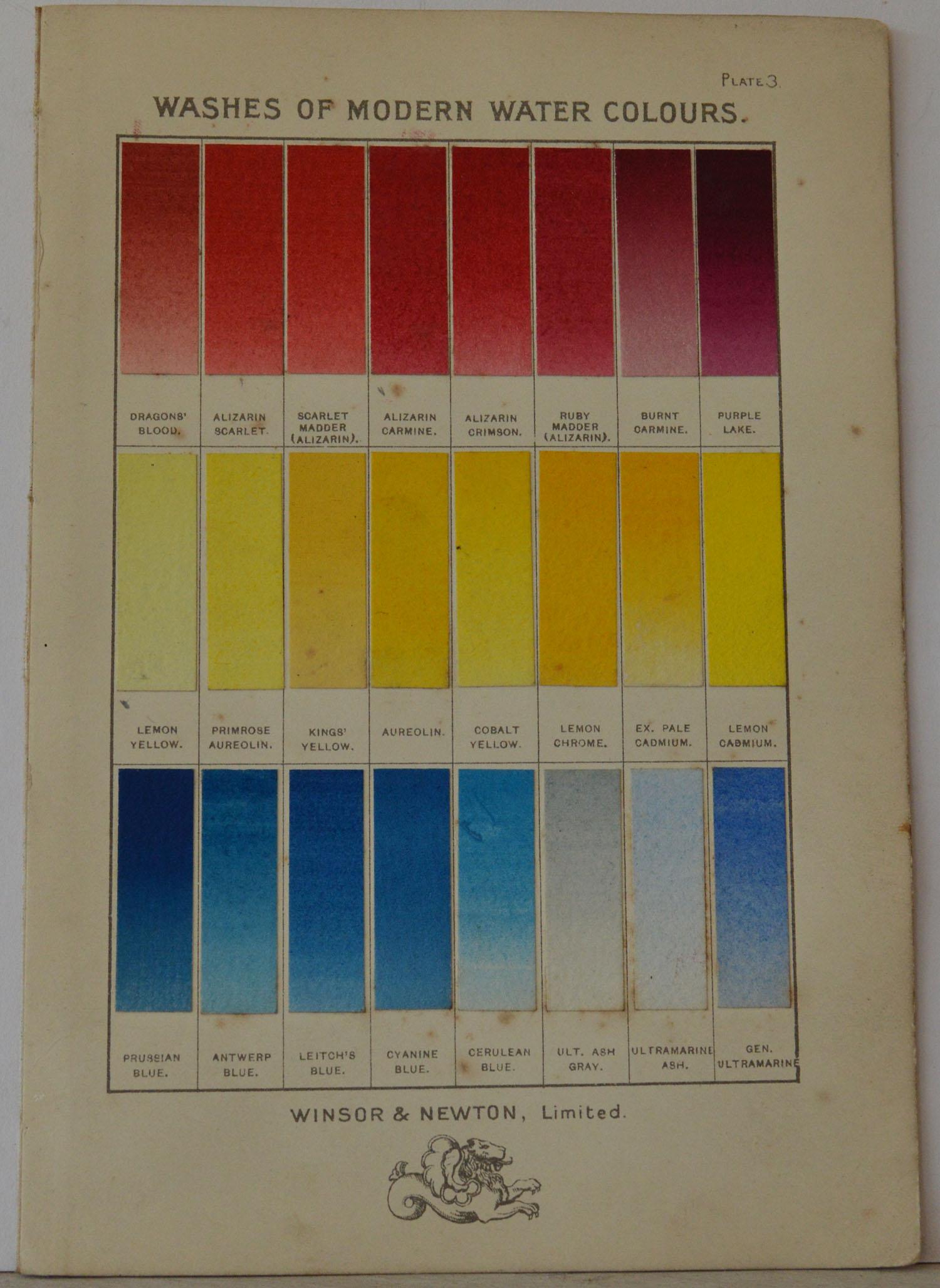 Set of 12 Vintage Artists Oil Color Charts, circa 1900 1