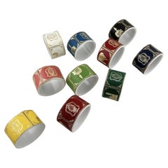 Set of 10 Vintage Cigar Band Napkin Rings in Multicolor Embossed Leather