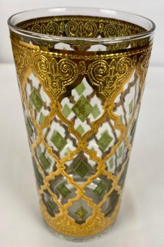 Set of 10 Vintage Culver Highball Glasses with 22-Karat Gold Valencia Design