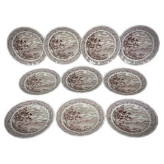 Set of 10 Vintage Dessert Plates – "HF Swiss Landscape" – Made in Italy - 2Y405