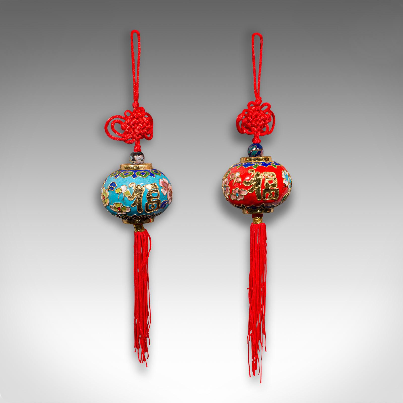 Metal Set of 10 Vintage Festival Lanterns, Chinese, Decorative Tree Bauble, Oriental For Sale