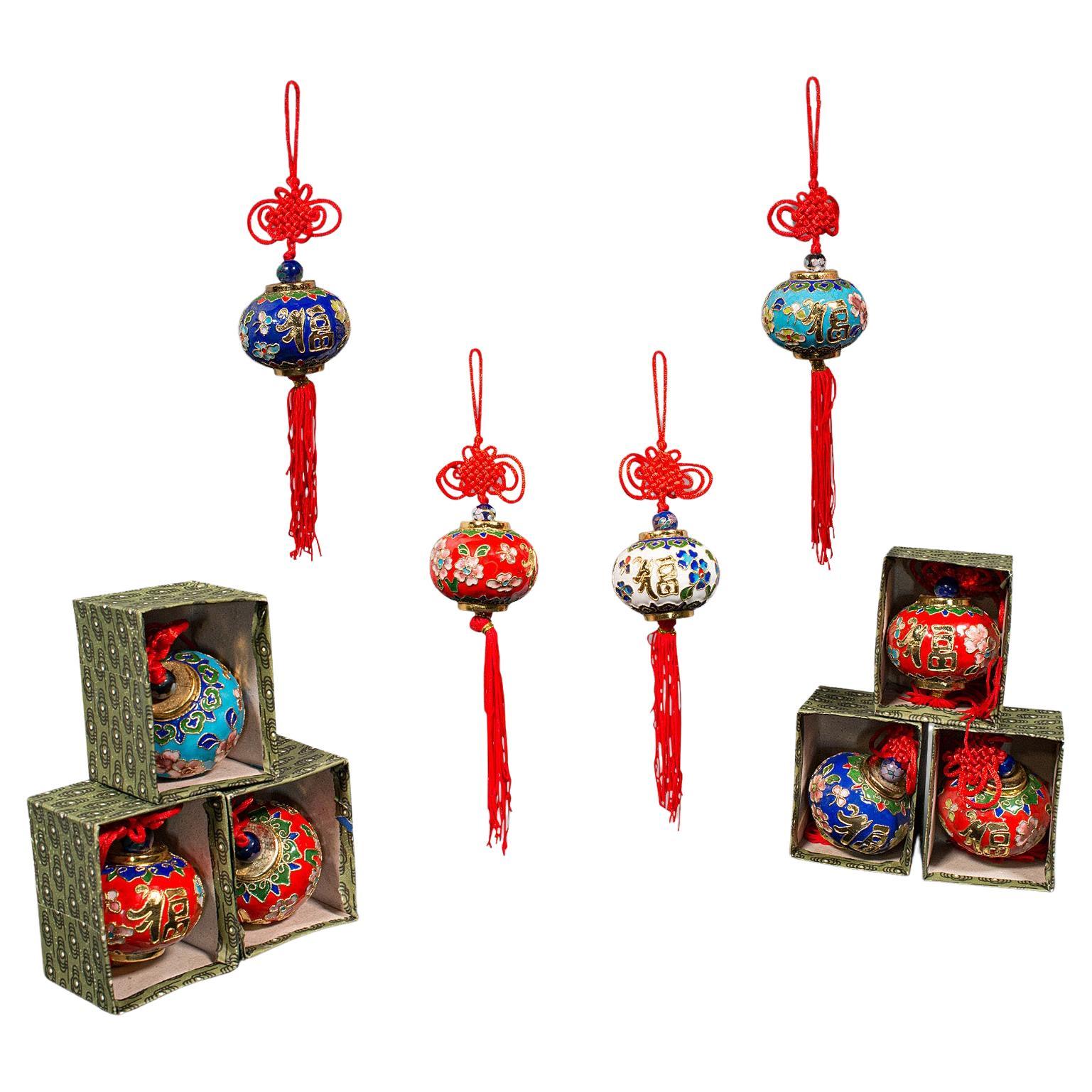 Set of 10 Vintage Festival Lanterns, Chinese, Decorative Tree Bauble, Oriental For Sale