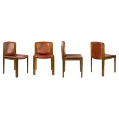 Set of 10 Vintage Leather Chairs "300" for Pozzi, by Joe Colombo, 1960s