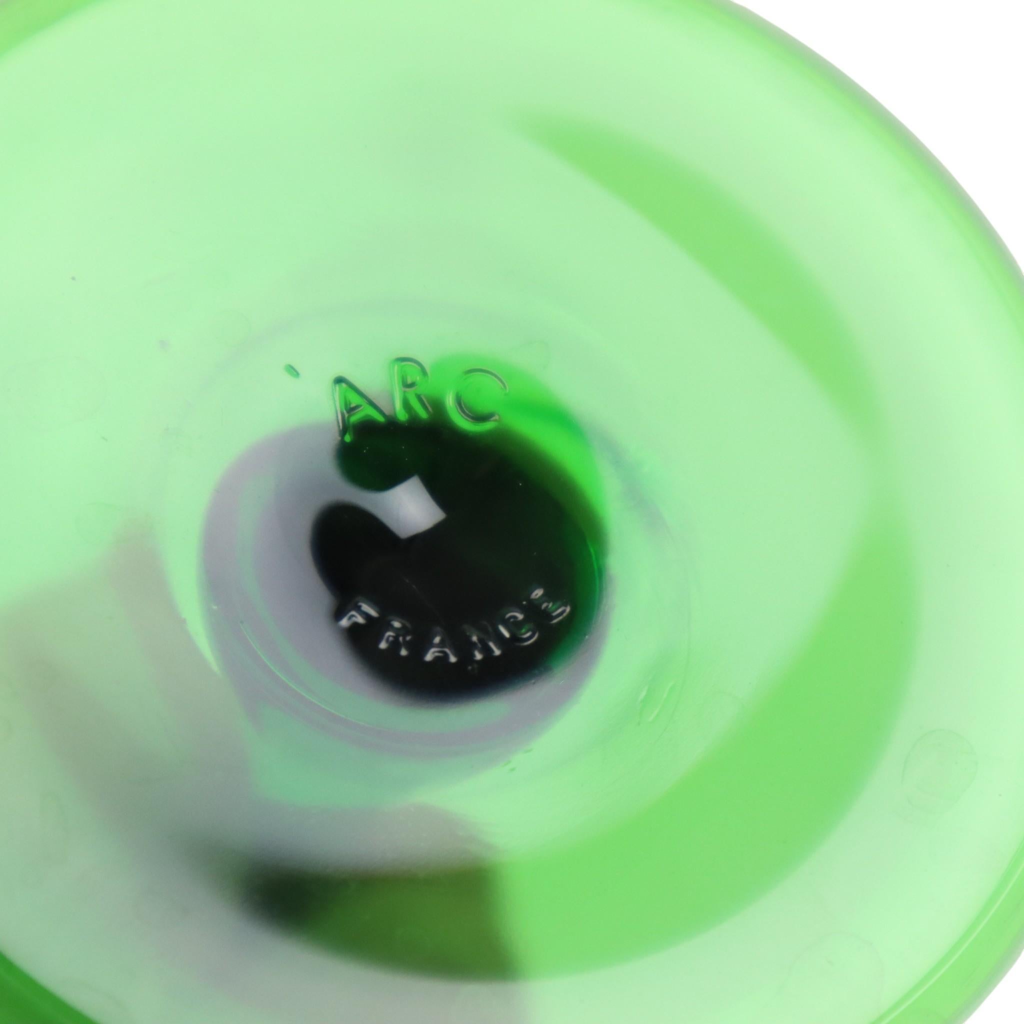 Satz von 10 Vintage Luminarc Alsace Weingläser Grüner Sockel im Angebot 5