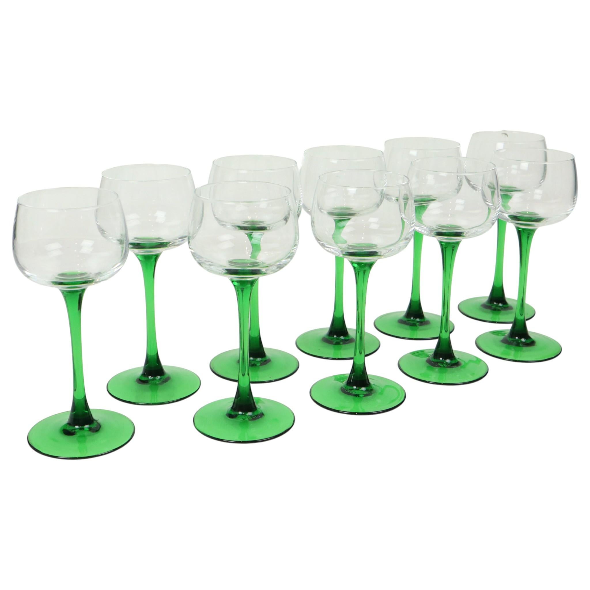Lot de 10 verres à vin Luminarc Alsace Vintage Base verte