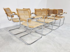 Set of 8 Vintage Marcel Breuer Style Armchairs, Made in Italy, 1970s