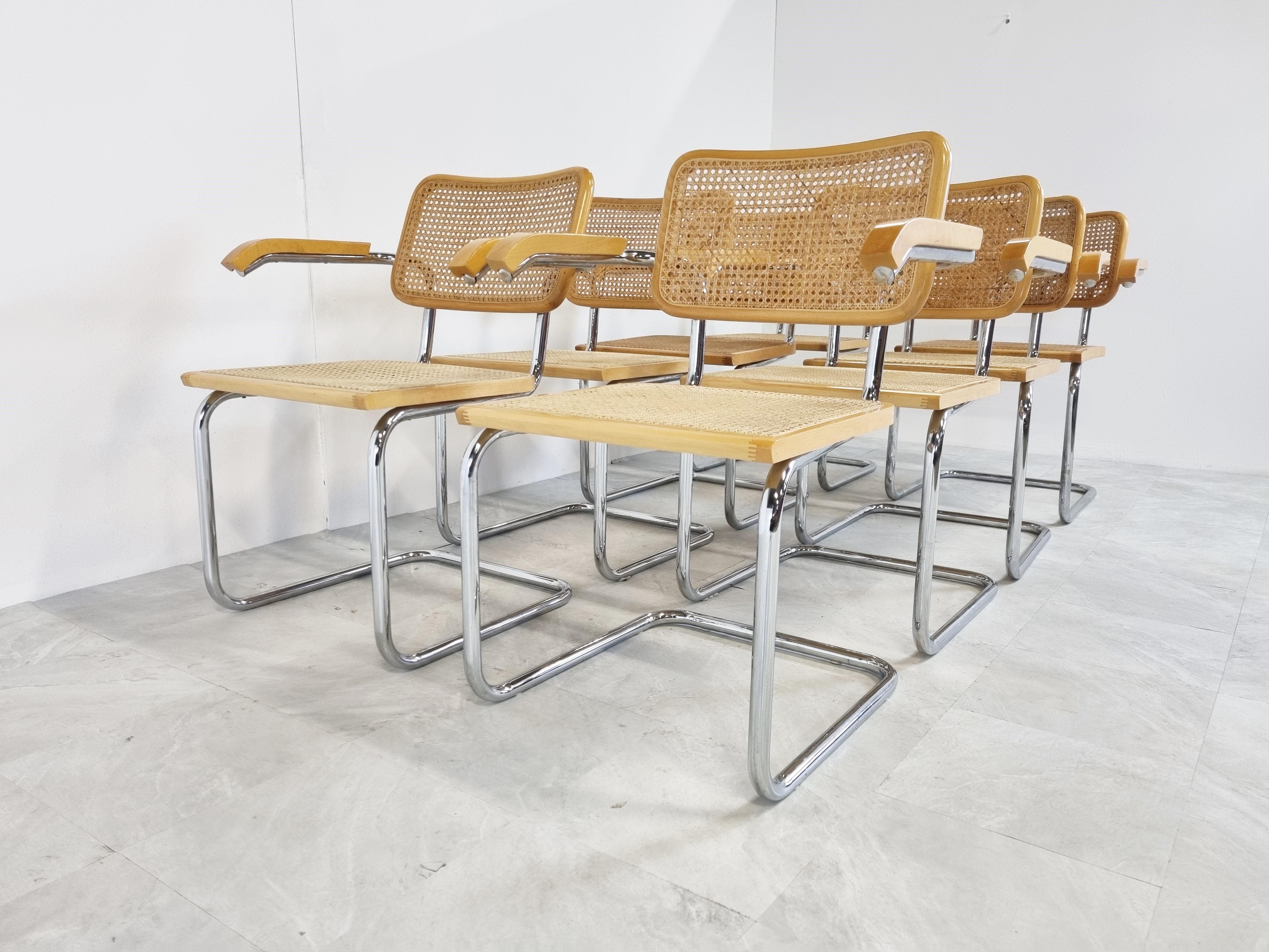 Late 20th Century Set of 8 Vintage Marcel Breuer Style Armchairs, Made in Italy, 1970s