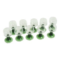 Lot de 10 verres à vin Vintage Greene & Greene, pied strié vert
