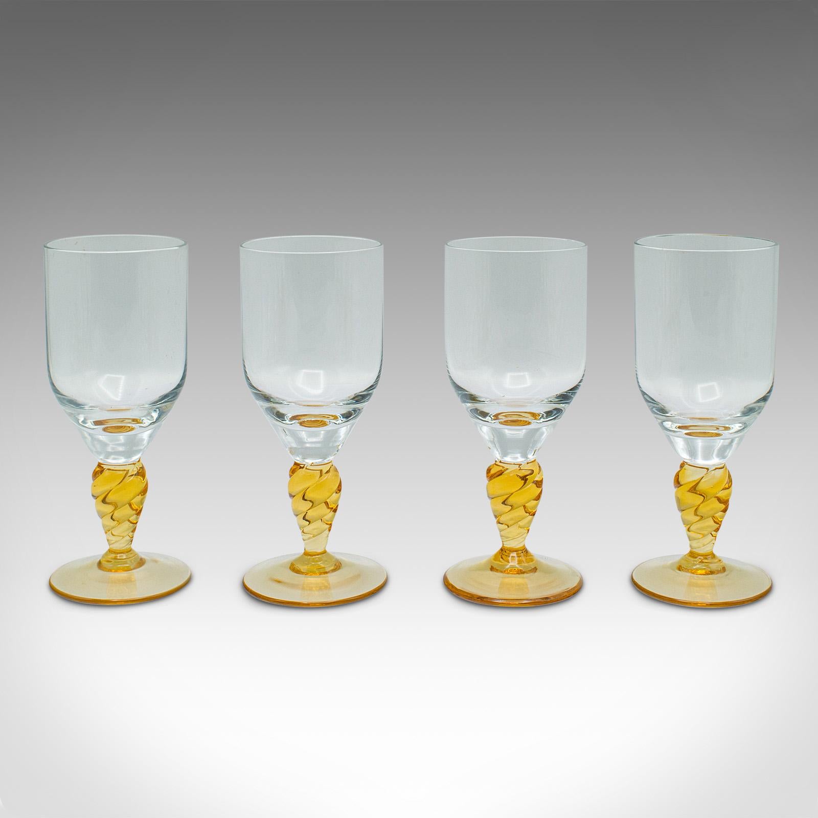 Mid-Century Modern Set of 10 Vintage Stem Glasses, French, Wine Goblets, Spirit Glass, Mid Century For Sale