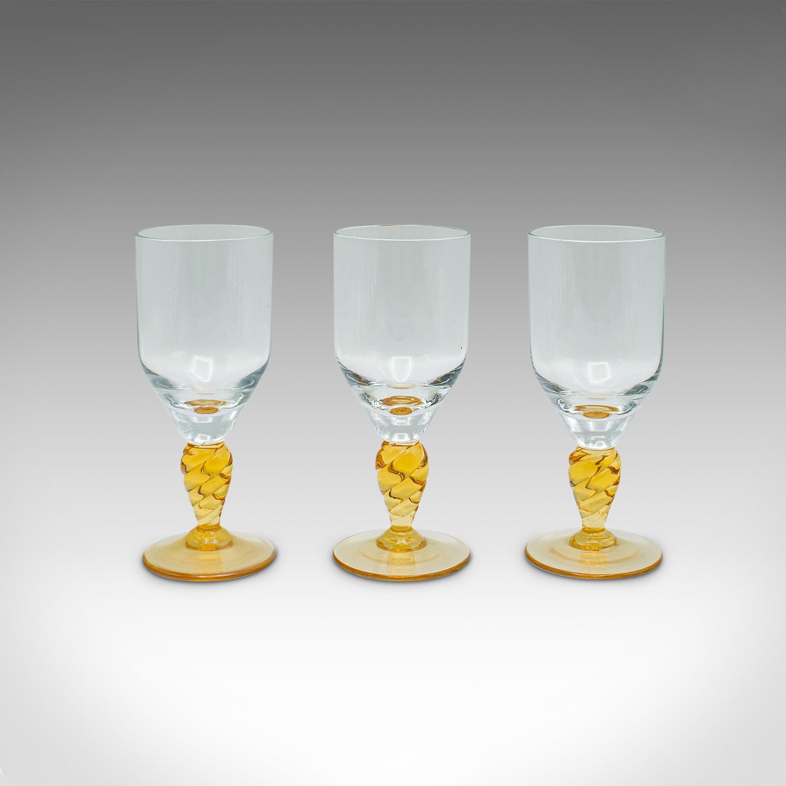 20th Century Set of 10 Vintage Stem Glasses, French, Wine Goblets, Spirit Glass, Mid Century For Sale