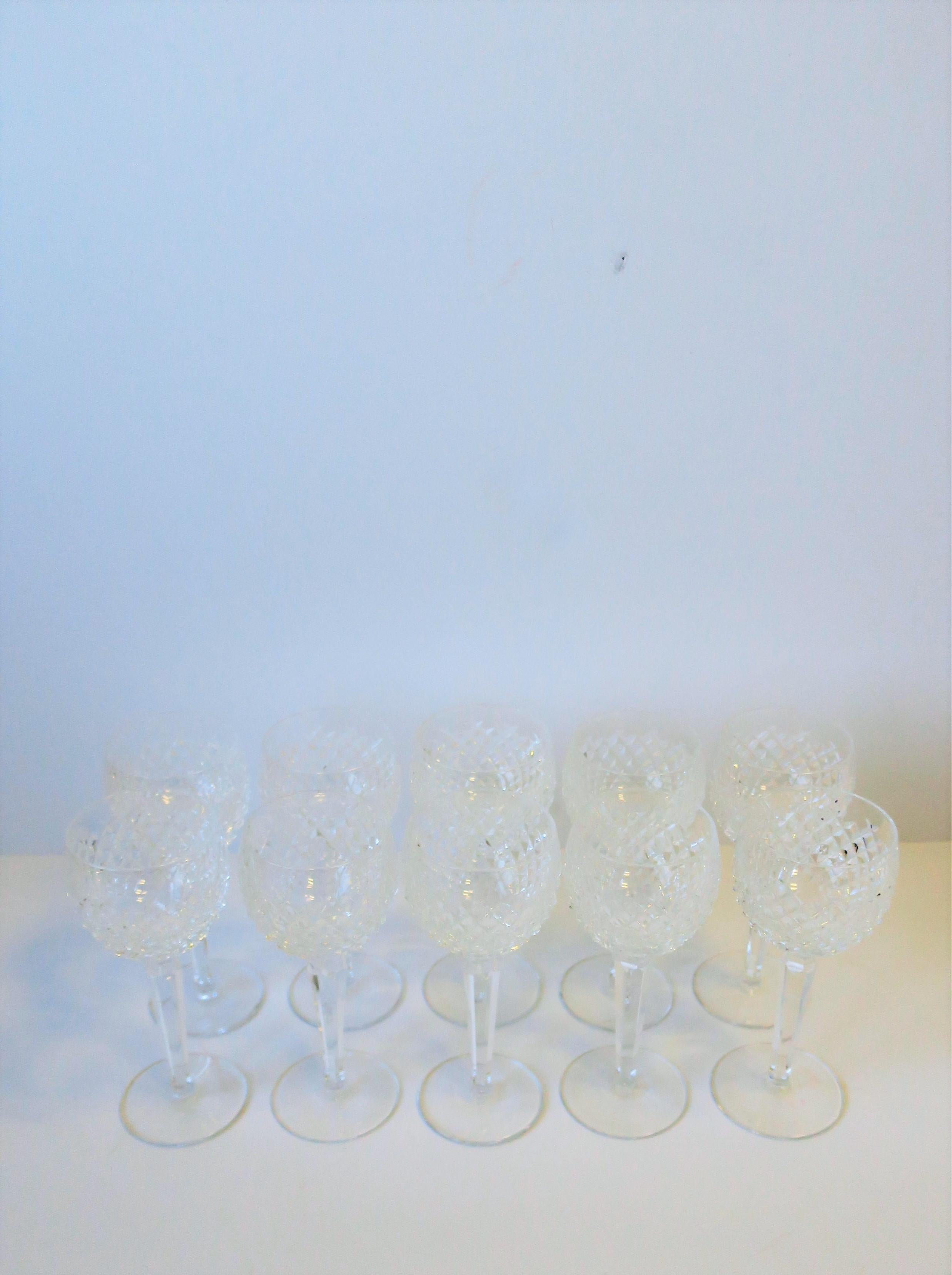 Vintage Waterford Crystal Wine or Water Goblet Glasses, Set of 10 In Good Condition In New York, NY