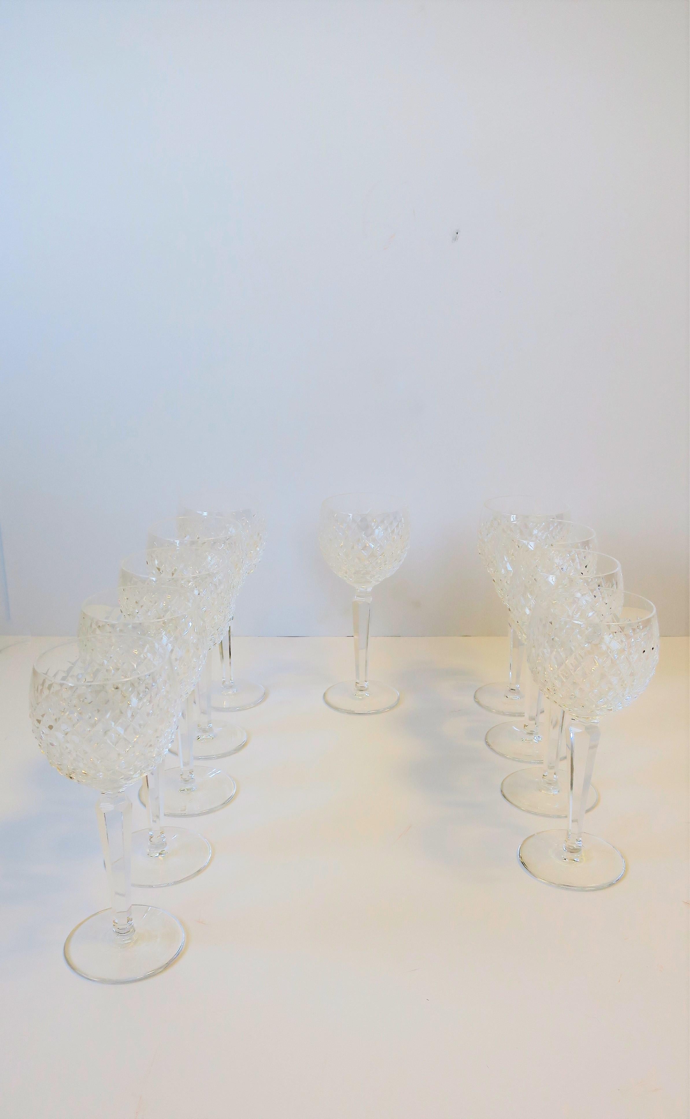 20th Century Vintage Waterford Crystal Wine or Water Goblet Glasses, Set of 10