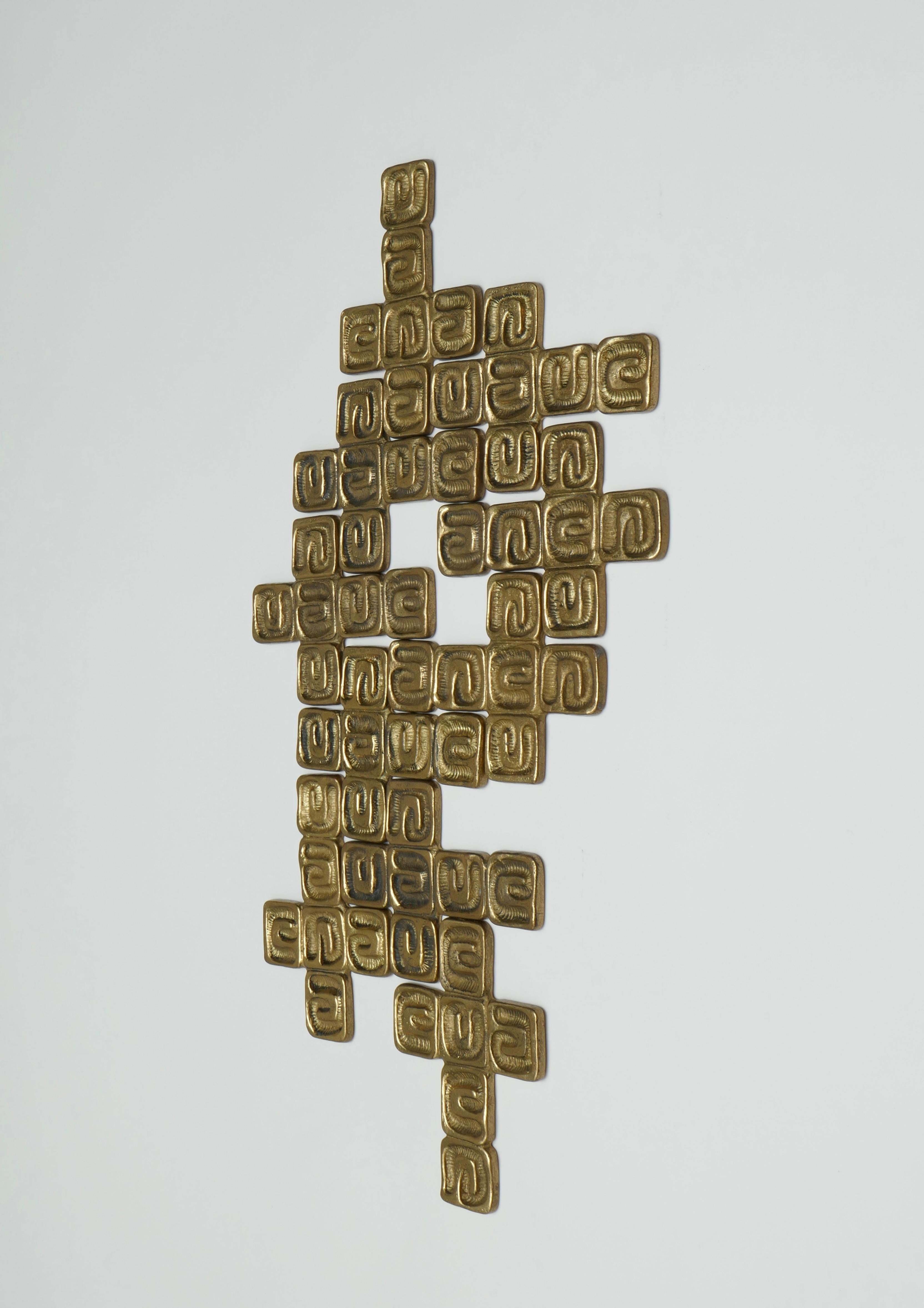 Set of 10 wall Brass Sculptures by  Luciano Frigerio , Italy, 1970s For Sale 2