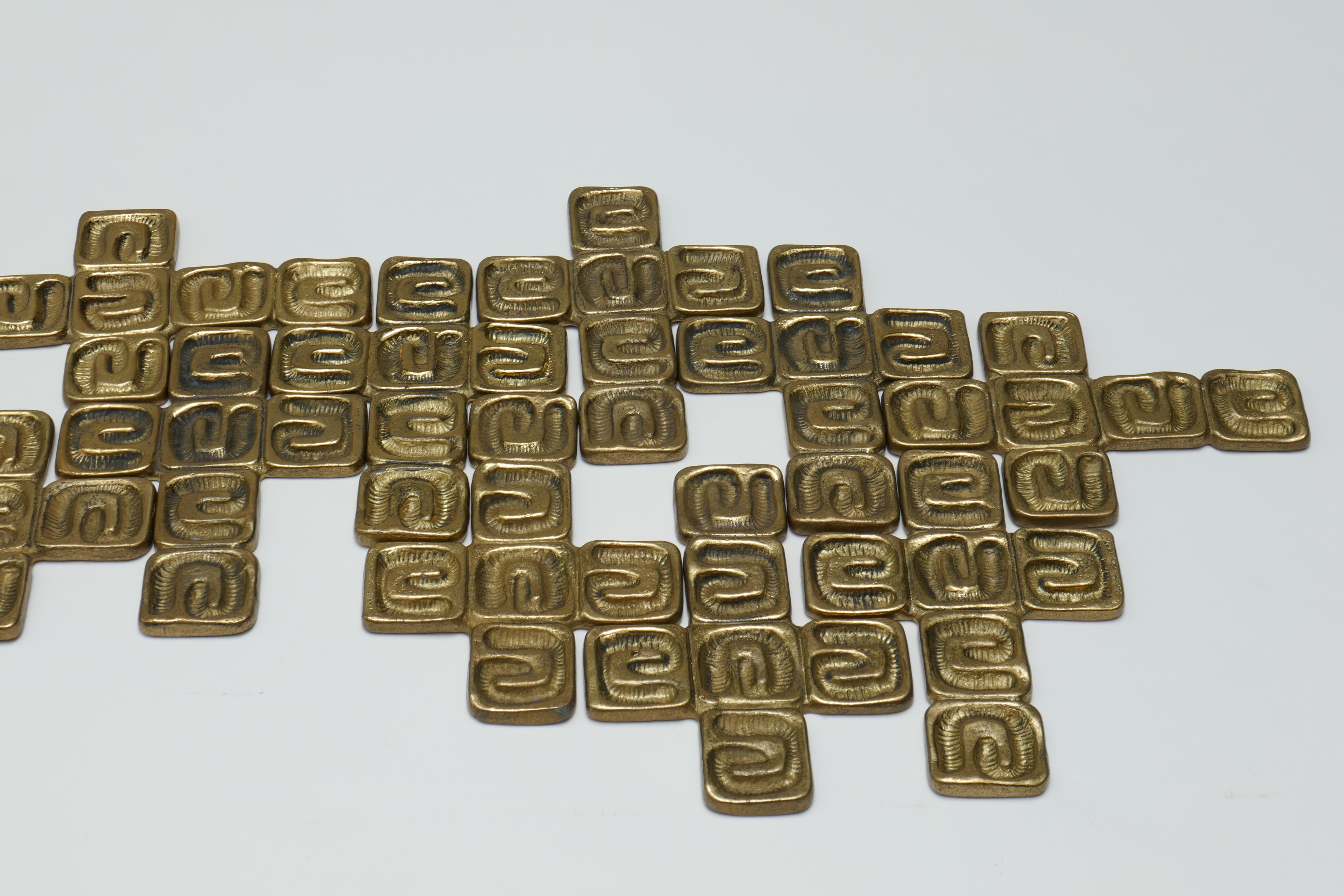 Set of 10 wall Brass Sculptures by  Luciano Frigerio , Italy, 1970s For Sale 3