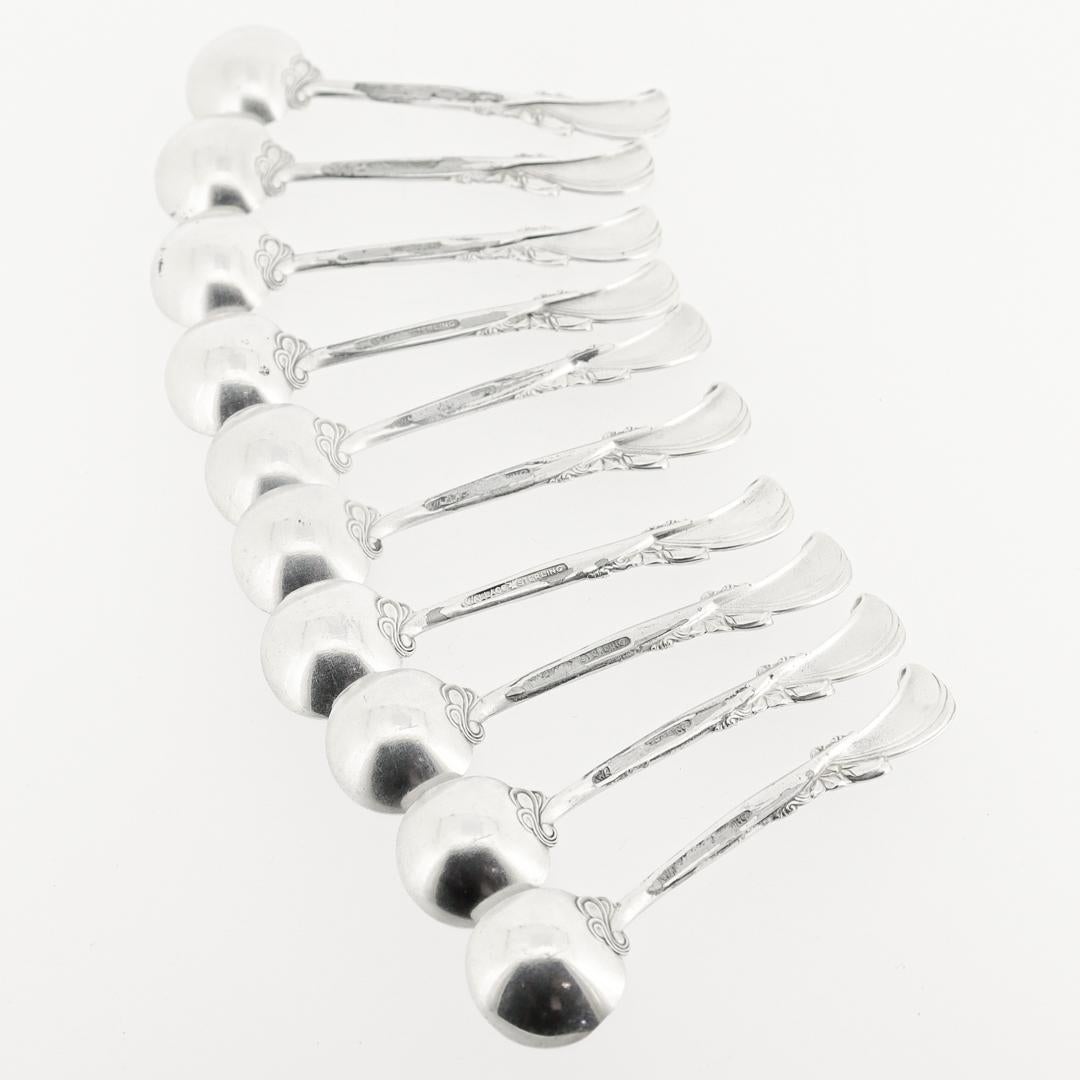 American Set of 10 Wallace Waltz of Spring Pattern Sterling Silver Salt Spoons or Dips