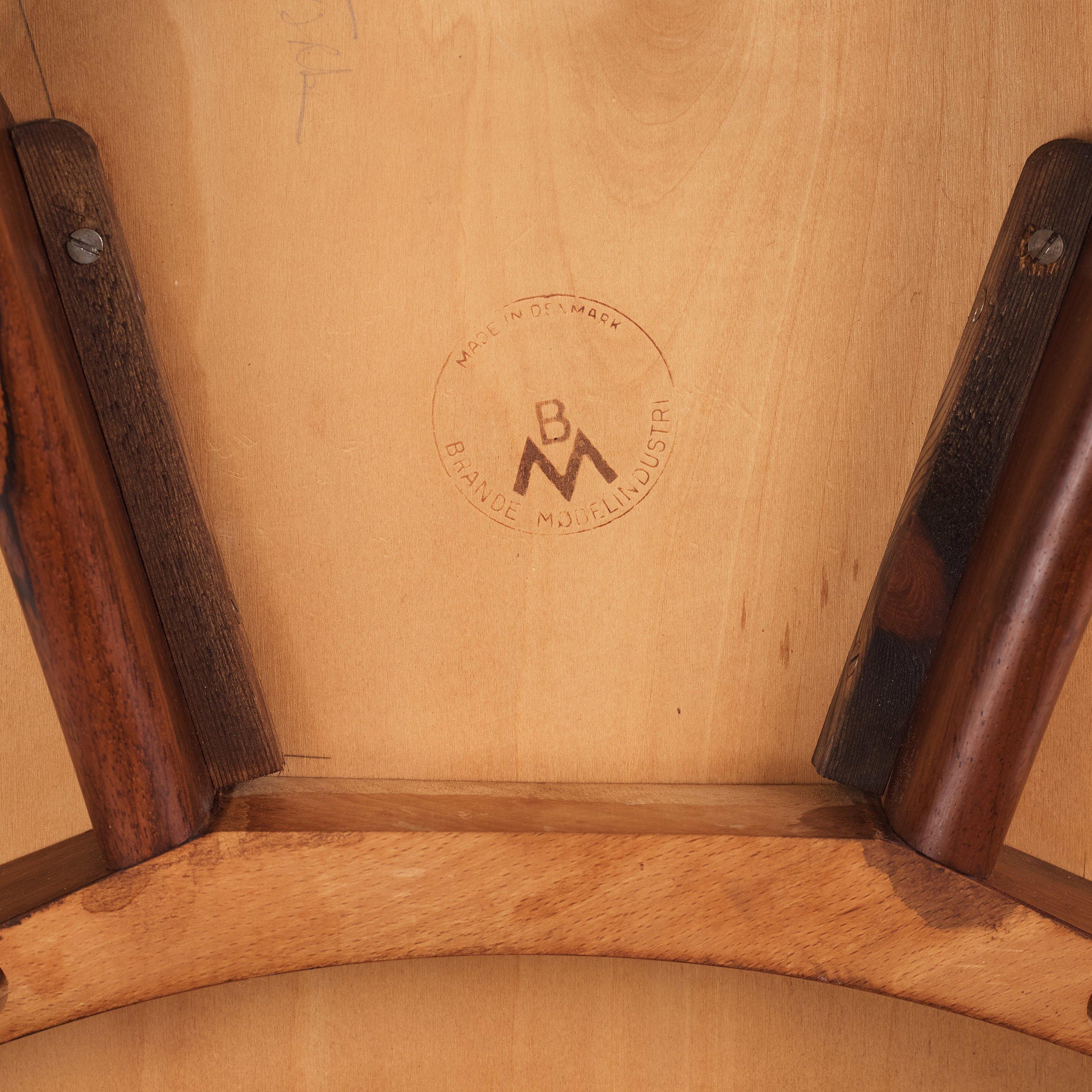 Danish Set of 10 ROSEWOOD and patinated niger leather dining chairs, by Kurt Østervig For Sale