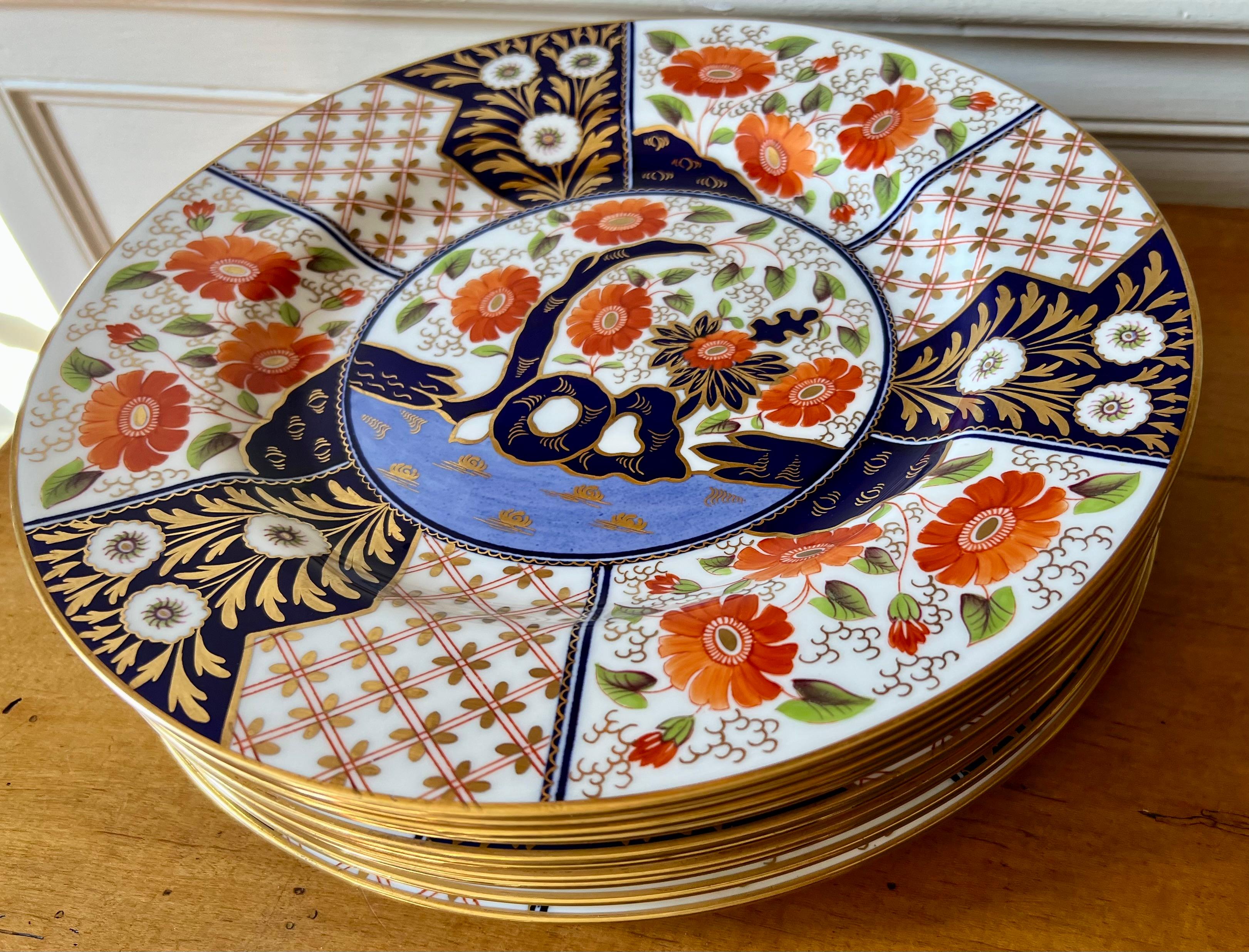 20th Century Set of 10 Wedgwood Japan Pattern Imari Dinner Plates