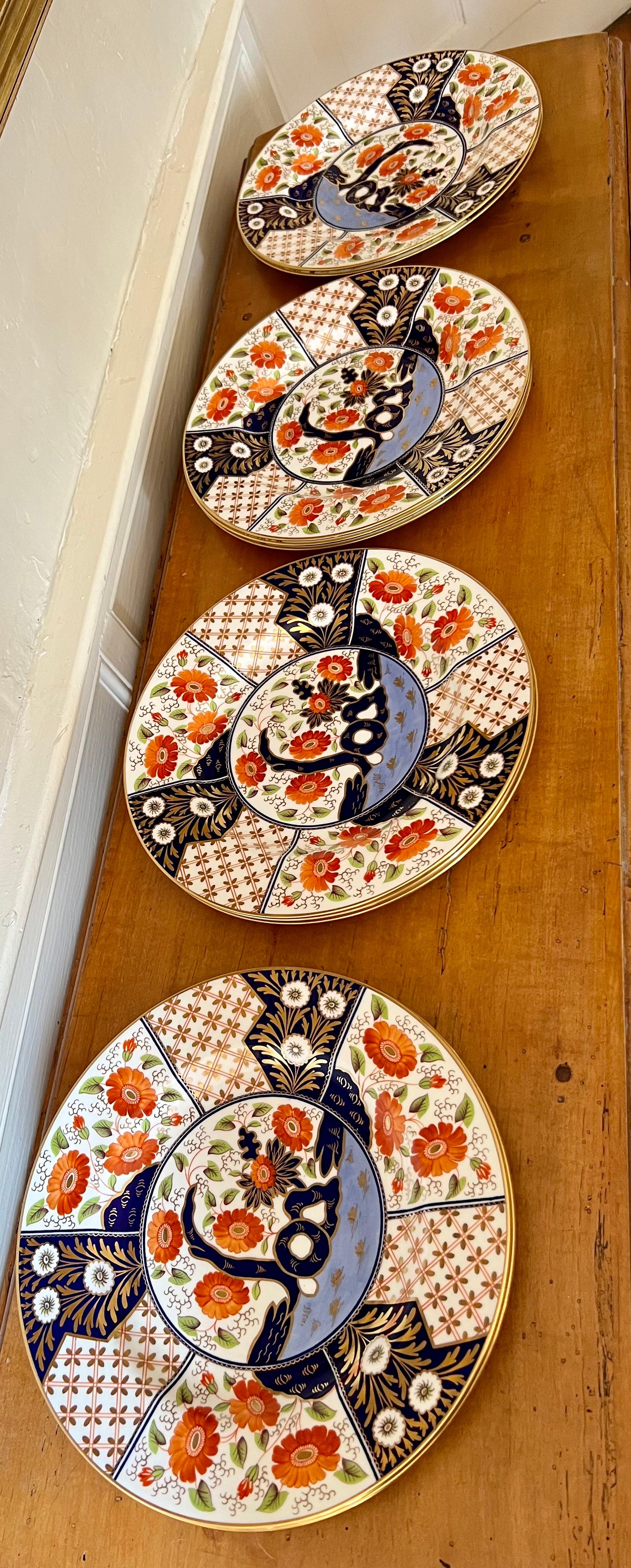 Set of 10 Wedgwood Japan Pattern Imari Dinner Plates 1