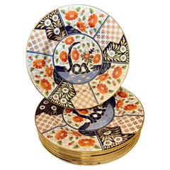 Vintage Set of 10 Wedgwood Japan Pattern Imari Dinner Plates