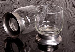 Set of 10 Whisky or Whiskey Glasses Italy Pewter Base 1970s VIP LOUNGE STYLE