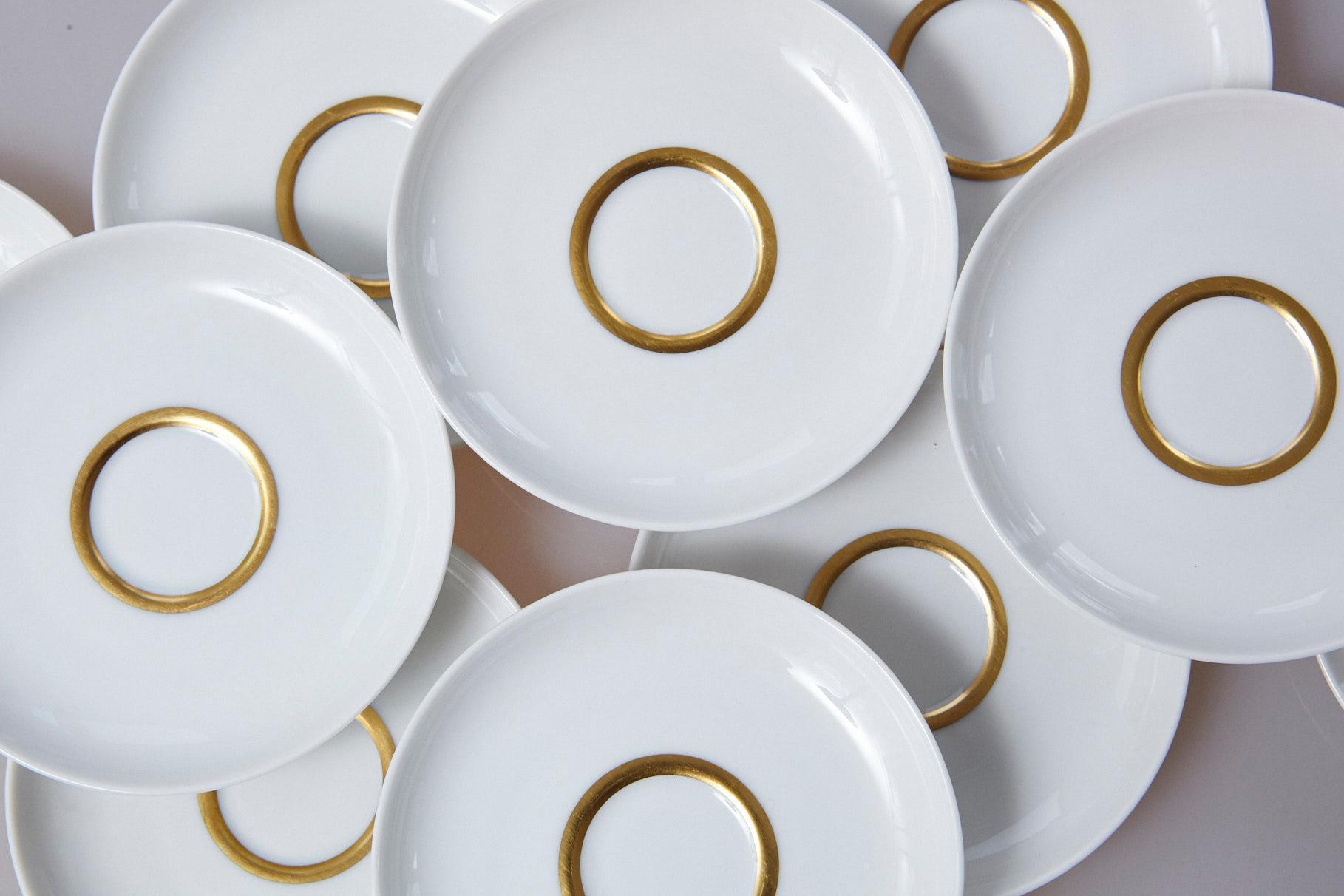 Set of 10 White and Gold Fürstenberg Porcelain Demitasse Cups & Saucers, Germany 3