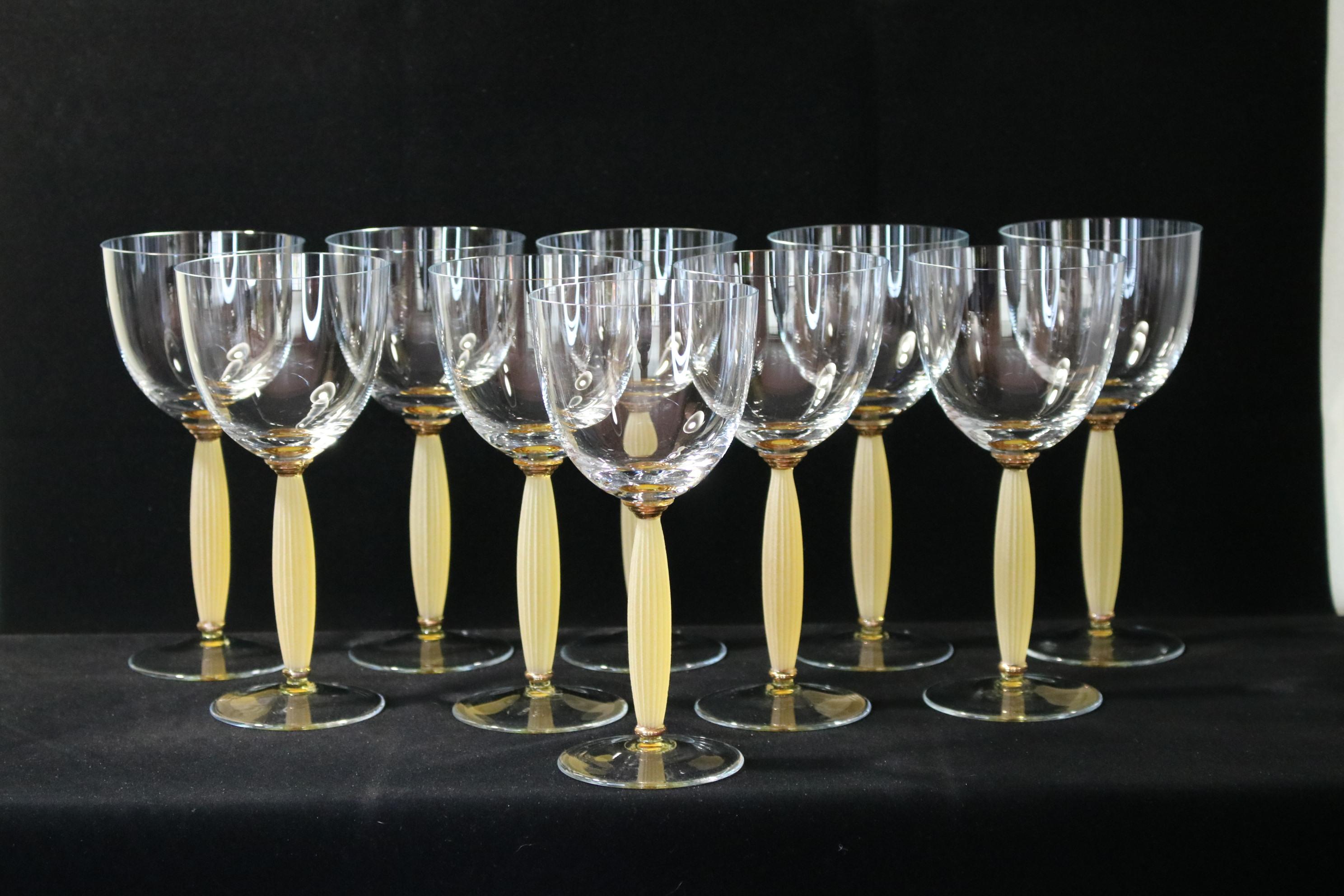 Set of 10 Wine Glasses, Mid 20th Century In Excellent Condition For Sale In Lučenec, SK