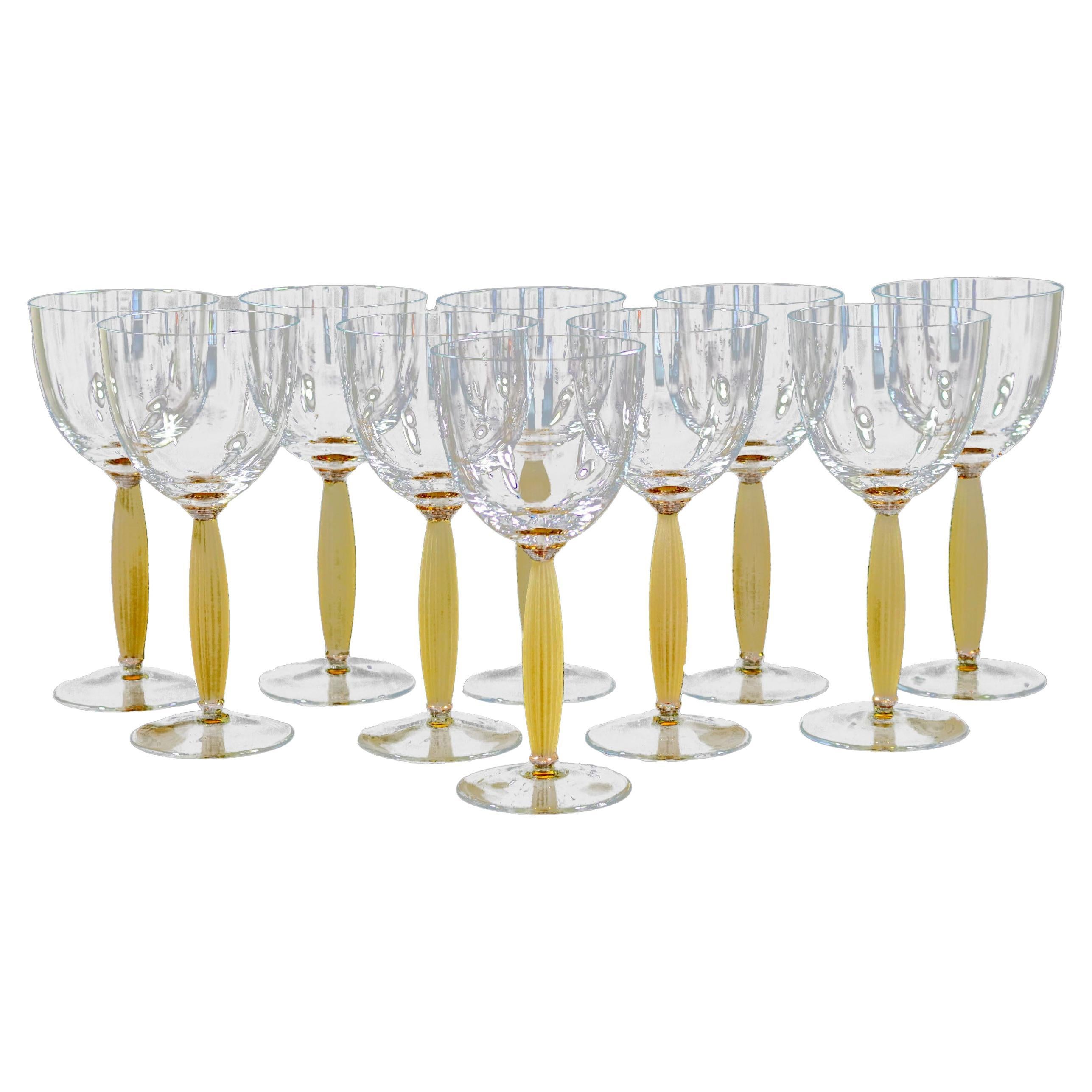 Set of 10 Wine Glasses, Mid 20th Century For Sale