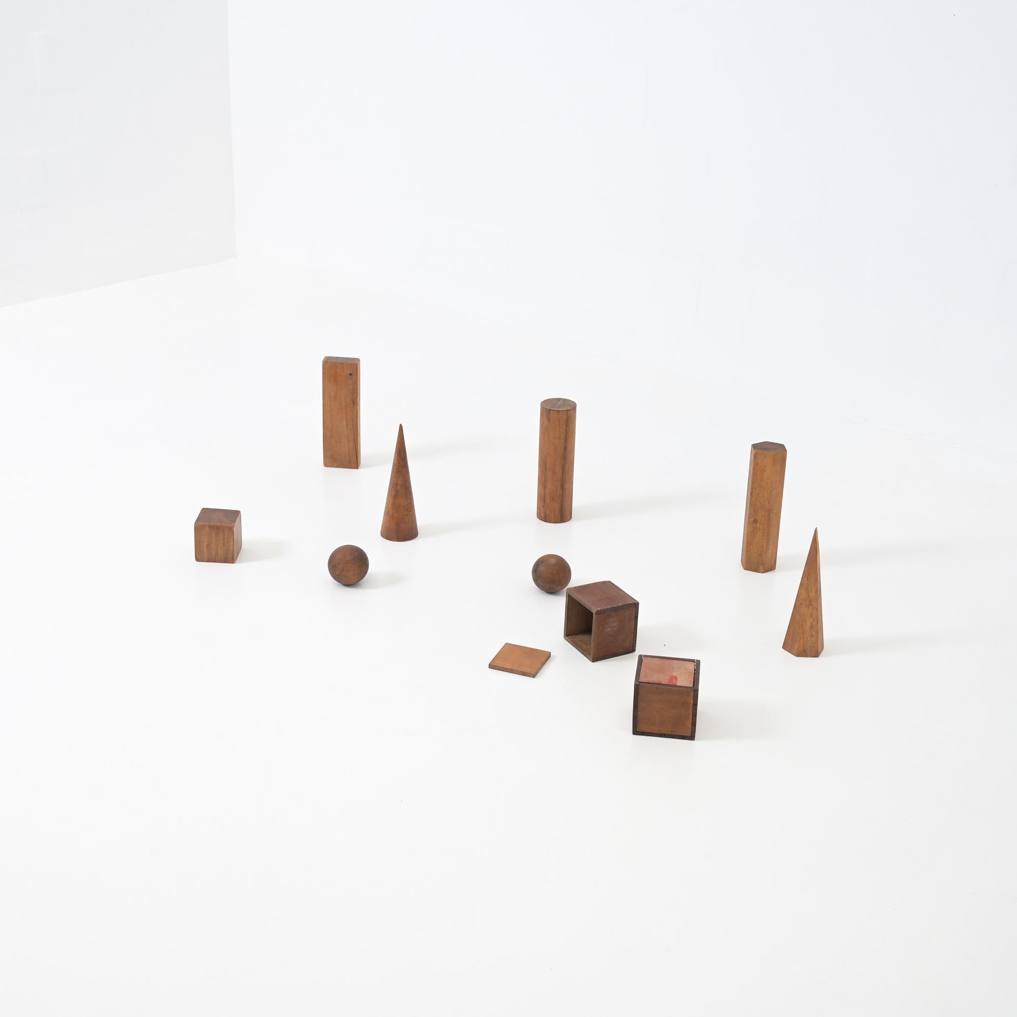 Mid-Century moderno Set di 10 modelli geometrici in legno in vendita