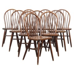Vintage Set of 10 wooden Windsor bars chairs from the 70s in English style