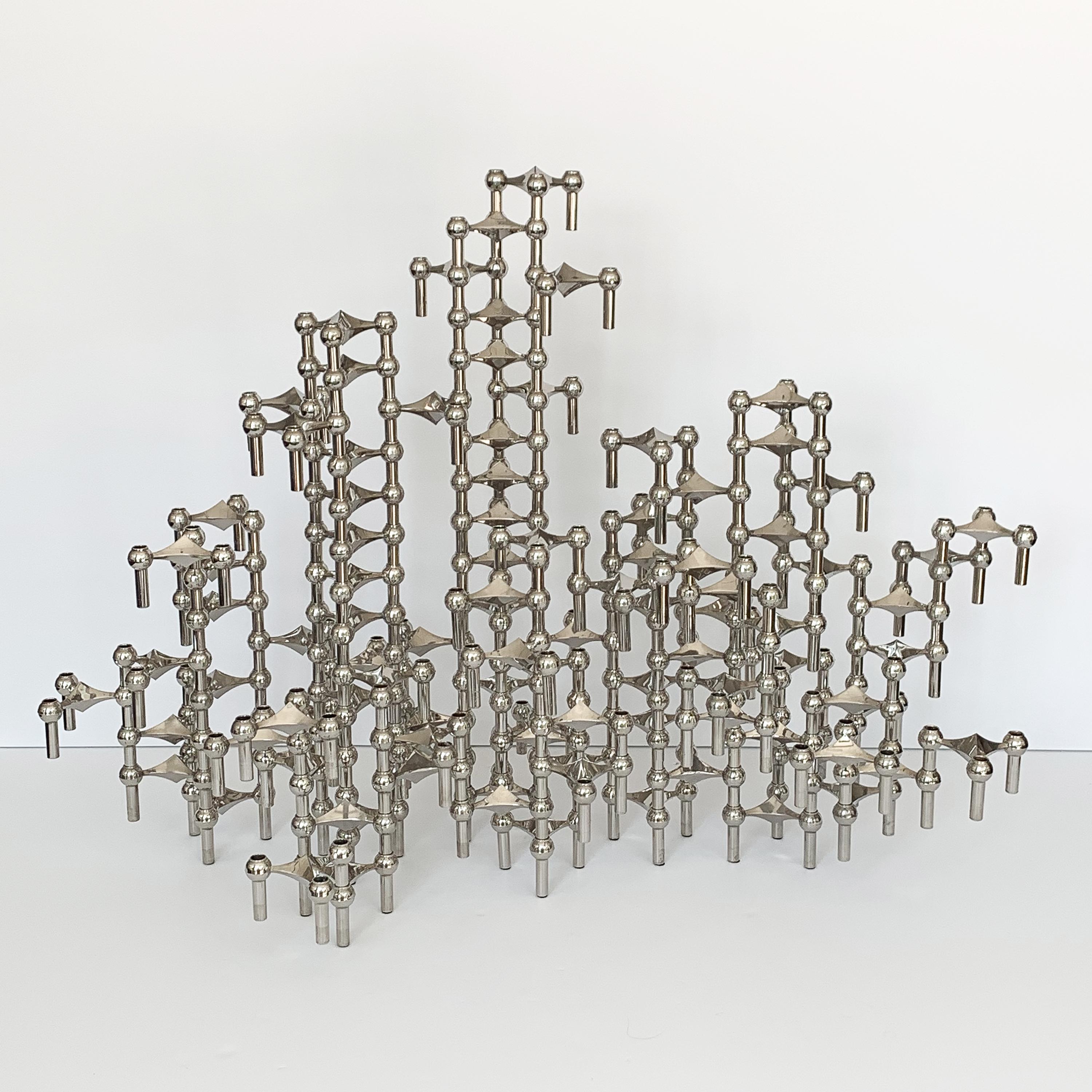 Mid-Century Modern Set of 100 Piece Modular Candlestick Sculpture by Fritz Nagel and Caesar Stoffi