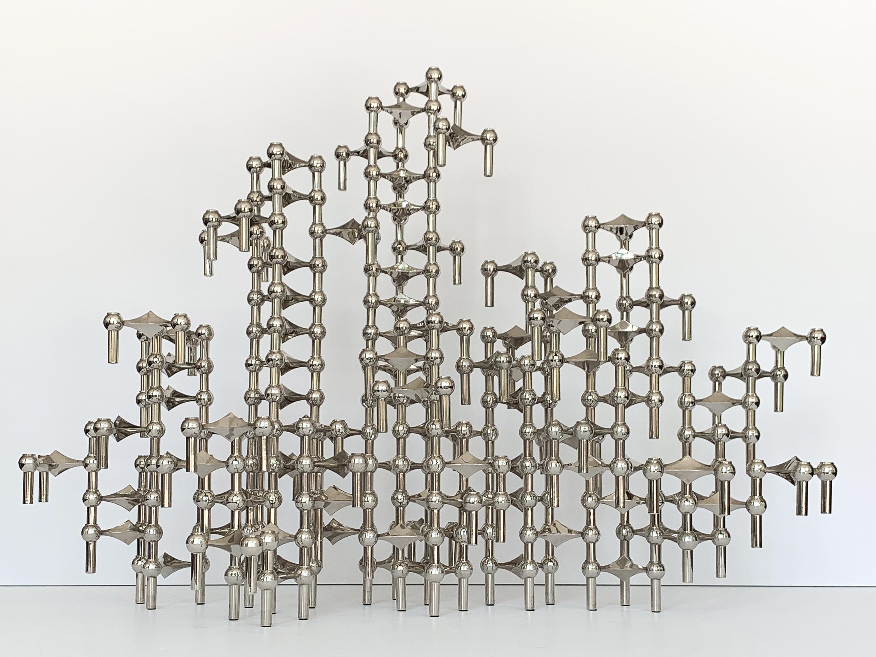 Mid-20th Century Set of 100 Piece Modular Candlestick Sculpture by Fritz Nagel and Caesar Stoffi