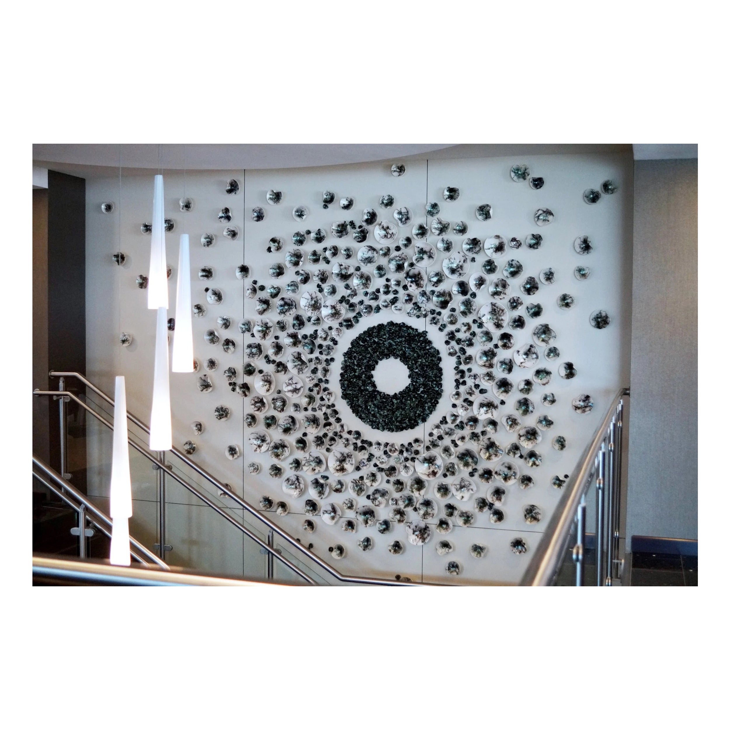 Set Of 1000 Raku Wall Sculpture in Green Porcelain by Natalya Sevastyanova