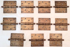 Set of 11 1920s McKinney Antique Brass Door Hinges