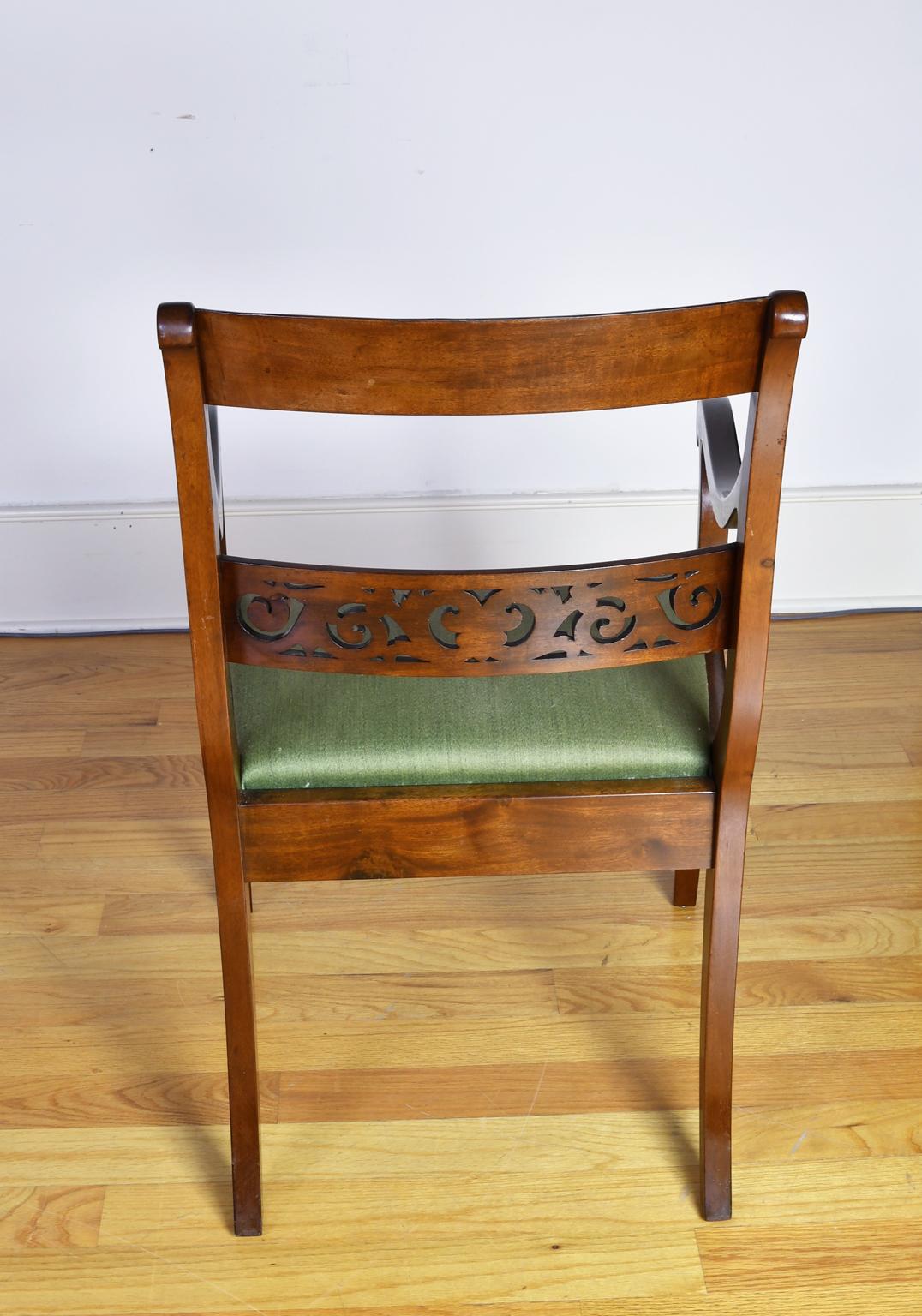 Danish Set of 11 Antique Dining Chairs with 9 Sides & 2 Arms in West Indies Mahogany For Sale