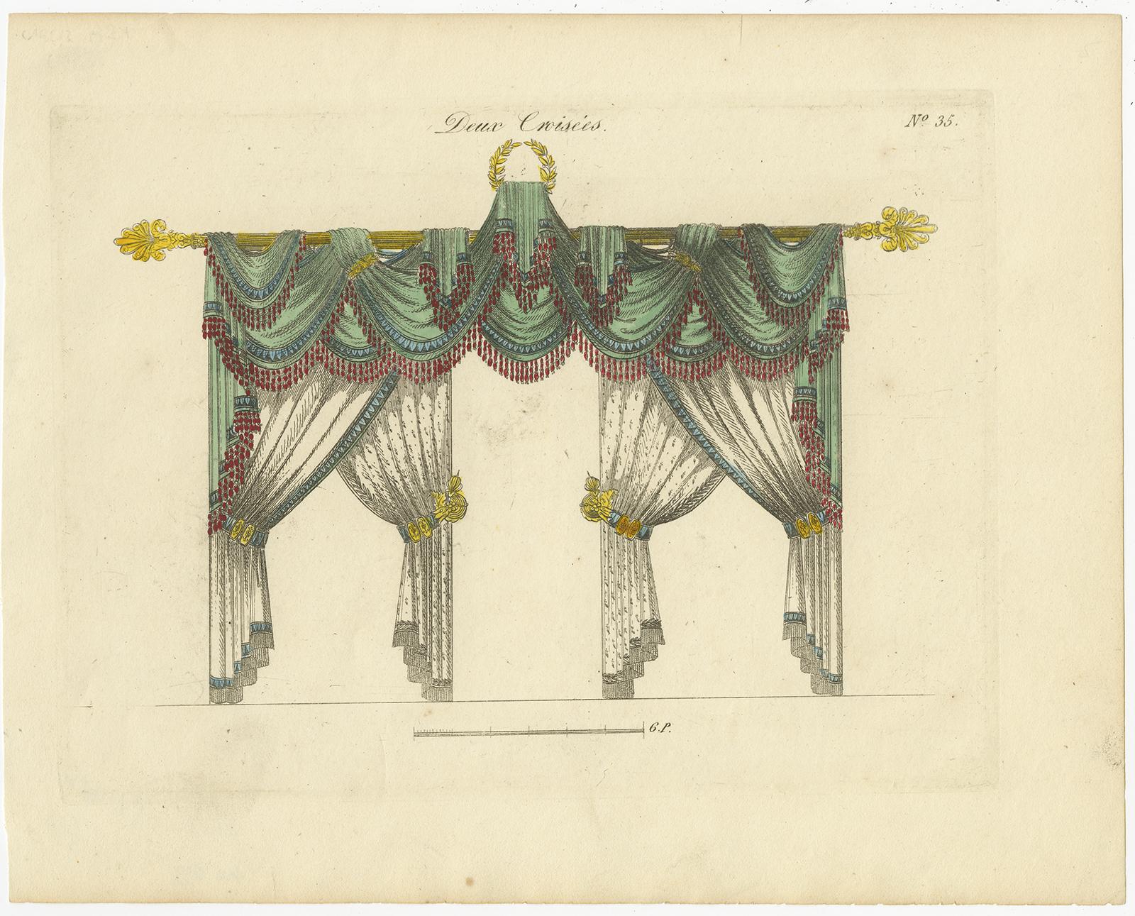 Set of 11 Antique Prints of Various Draperies by Osmont, circa 1820 For Sale 5