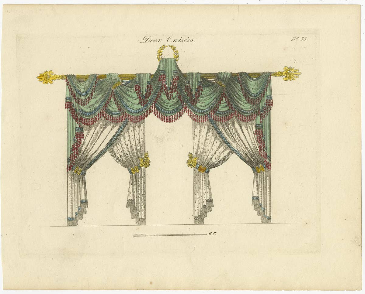 Set of 11 Antique Prints of Various Draperies by Osmont, circa 1820