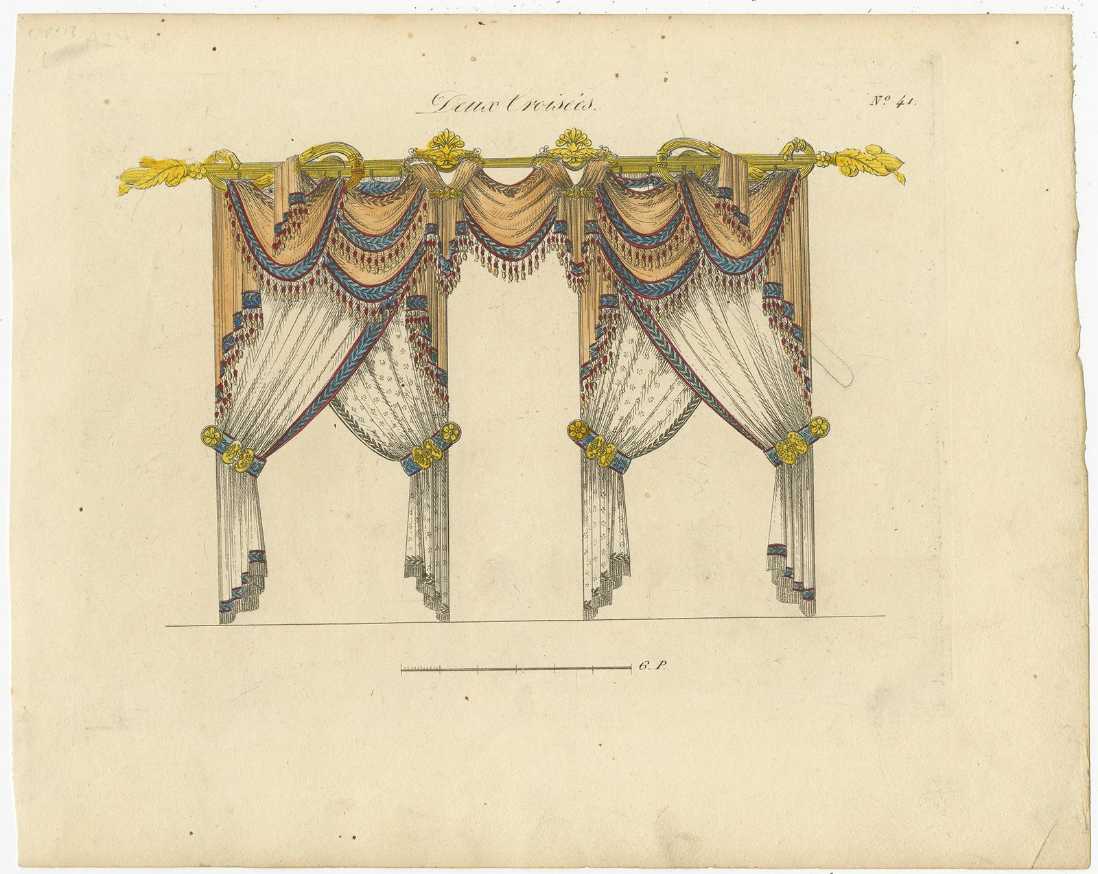 Set of 11 Antique Prints of Various Draperies by Osmont, circa 1820 For Sale 6