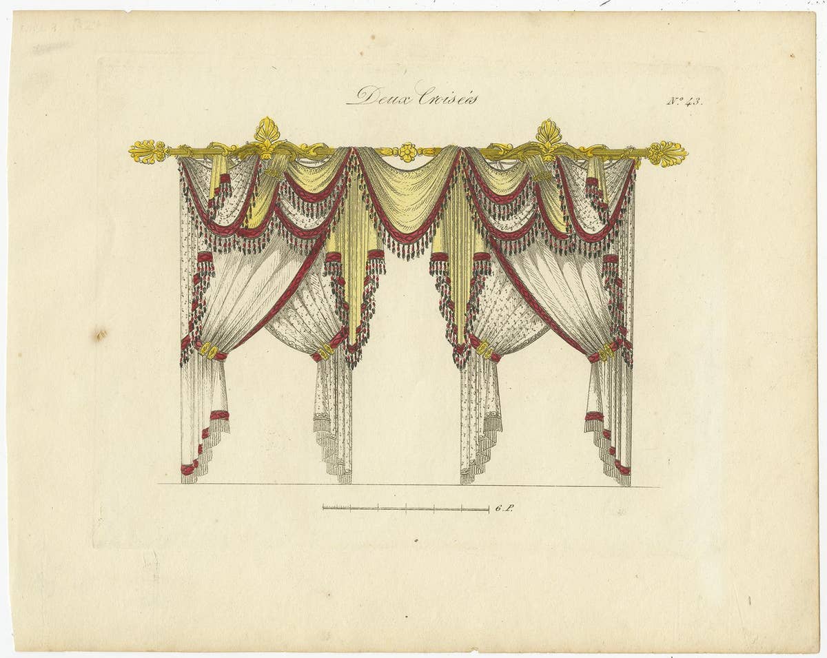 Set of 11 Antique Prints of Various Draperies by Osmont, circa 1820