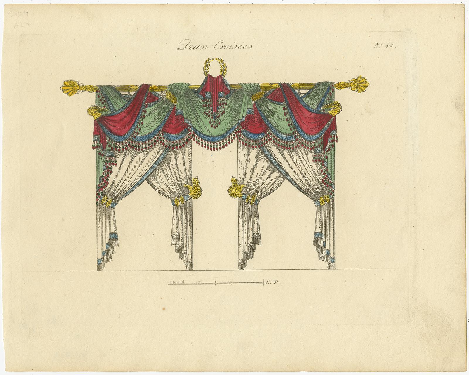 19th Century Set of 11 Antique Prints of Various Draperies by Osmont, circa 1820 For Sale