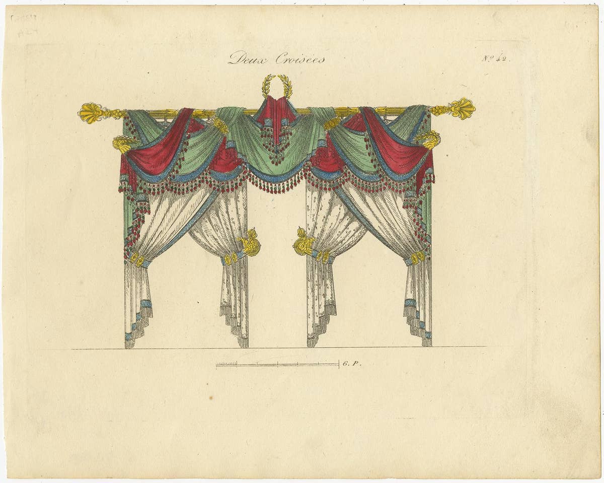 Set of 11 Antique Prints of Various Draperies by Osmont, circa 1820