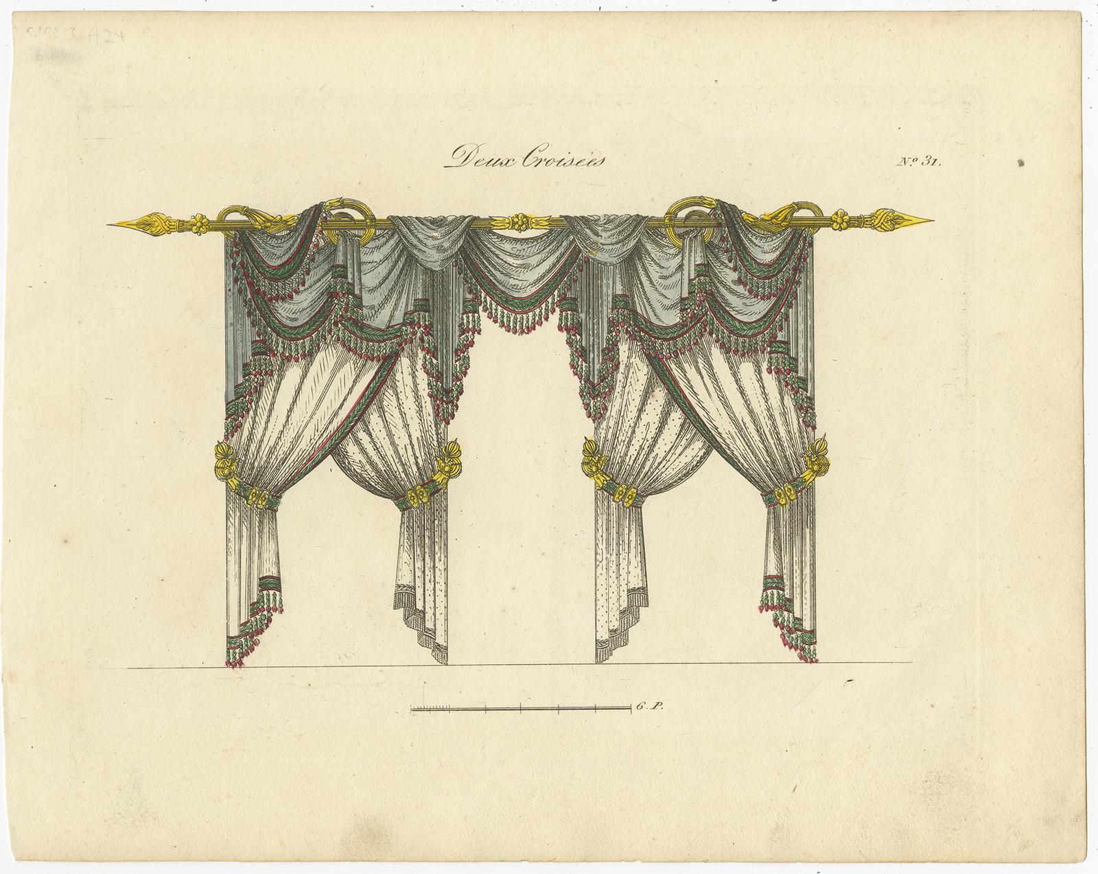 Paper Set of 11 Antique Prints of Various Draperies by Osmont, circa 1820 For Sale