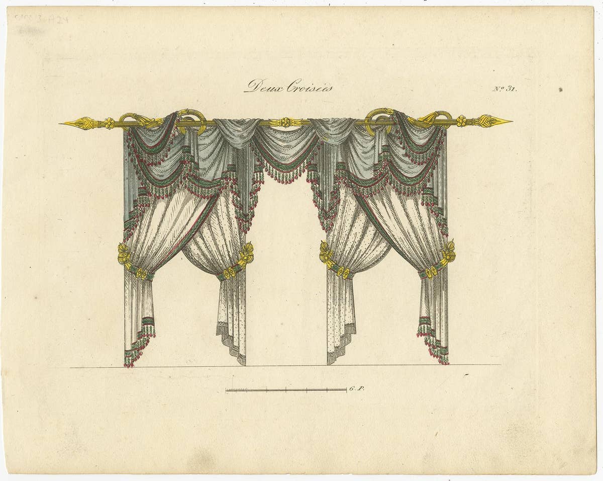 Set of 11 Antique Prints of Various Draperies by Osmont, circa 1820