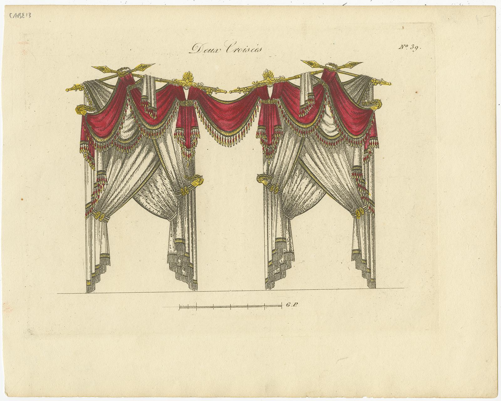 Set of 11 Antique Prints of Various Draperies by Osmont, circa 1820 For Sale 1