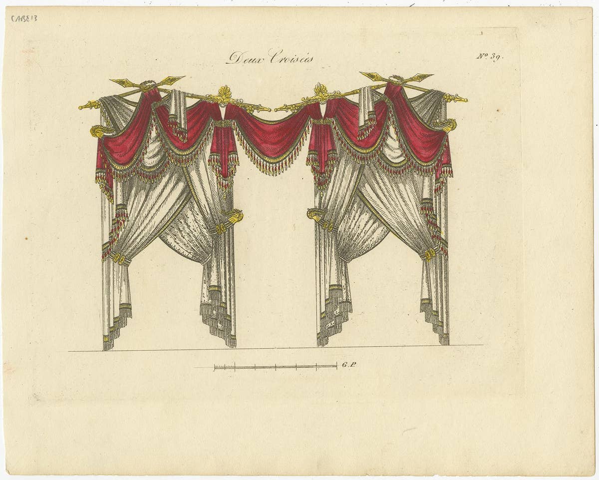 Set of 11 Antique Prints of Various Draperies by Osmont, circa 1820