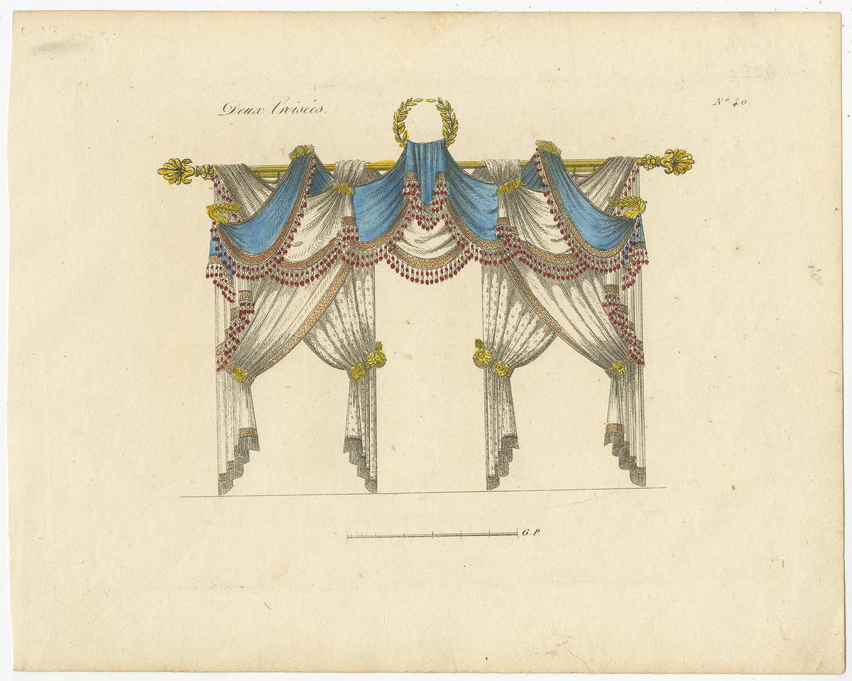 Set of 11 Antique Prints of Various Draperies by Osmont, circa 1820