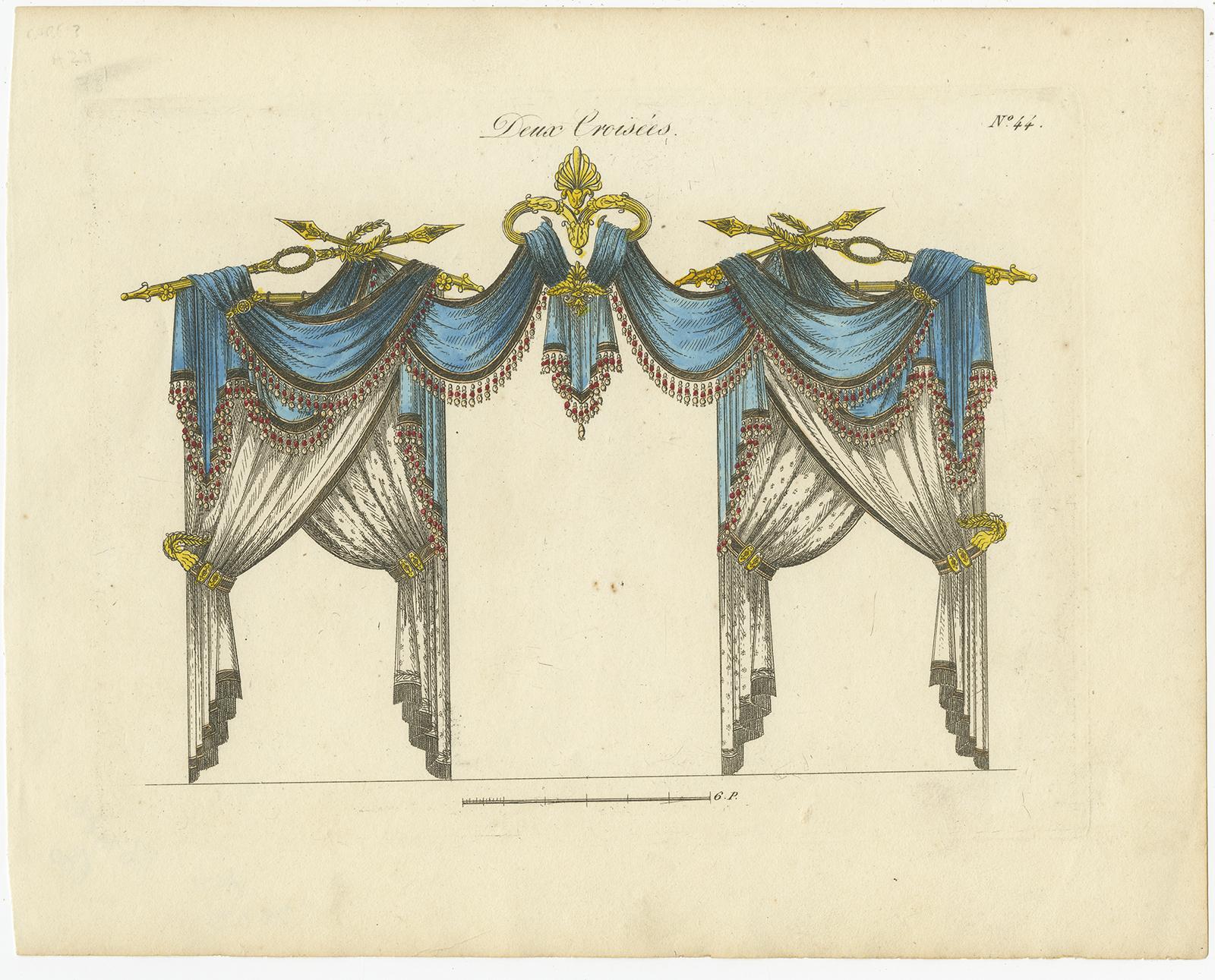 Set of 11 Antique Prints of Various Draperies by Osmont, circa 1820 For Sale 3
